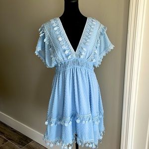 Feminine Periwinkle Blue Mini Dress
